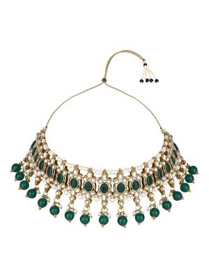 traditional kundan pearl drop choker necklace jewellery set 2