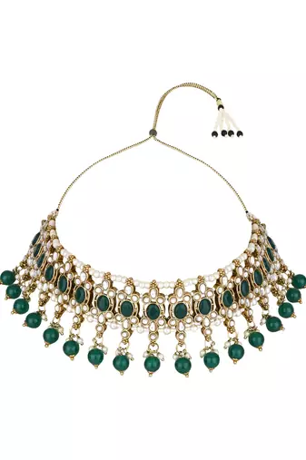 traditional kundan pearl drop choker necklace jewellery set