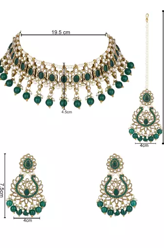 traditional kundan pearl drop choker necklace jewellery set