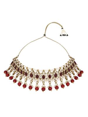 traditional kundan pearl drop choker necklace jewellery set 2
