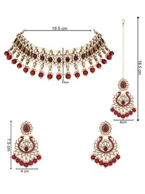 traditional kundan pearl drop choker necklace jewellery set 5