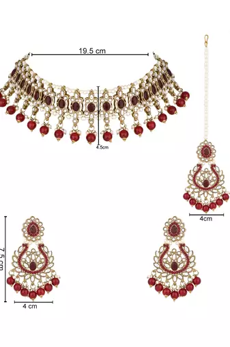 traditional kundan pearl drop choker necklace jewellery set