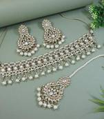 traditional kundan pearl drop choker necklace jewellery set