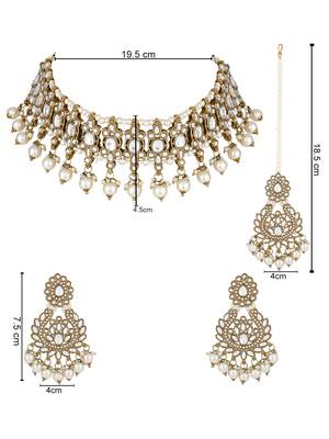 traditional kundan pearl drop choker necklace jewellery set 5