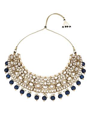 I jewels traditional handcrafted kundan pearl choker necklace jewellery set 2