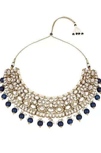 I jewels traditional handcrafted kundan pearl choker necklace jewellery set