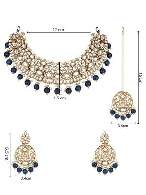 I jewels traditional handcrafted kundan pearl choker necklace jewellery set 5