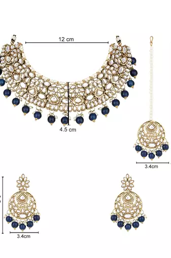 I jewels traditional handcrafted kundan pearl choker necklace jewellery set