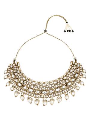 I jewels traditional handcrafted kundan pearl choker necklace jewellery set 2