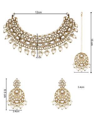 I jewels traditional handcrafted kundan pearl choker necklace jewellery set 5