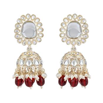 traditional kundan pearl drop choker necklace jewellery set 3