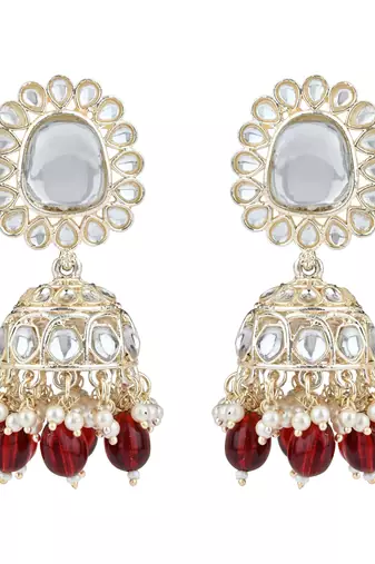 traditional kundan pearl drop choker necklace jewellery set