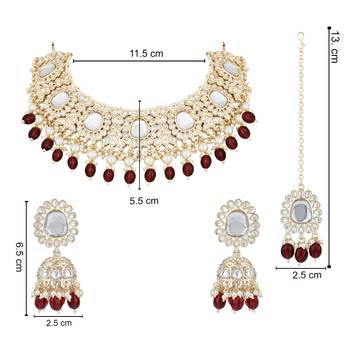 traditional kundan pearl drop choker necklace jewellery set 5