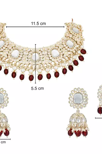 traditional kundan pearl drop choker necklace jewellery set