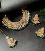 I jewels traditional kundan pearl drop choker necklace jewellery set