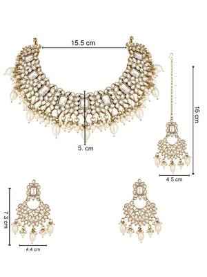 I jewels traditional kundan pearl choker necklace jewellery set 5