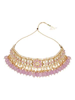 I jewels traditional kundan studded pearl choker necklace jewellery set 2