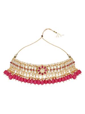 I jewels traditional kundan & pearl choker necklace jewellery set 2