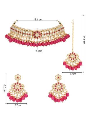 I jewels traditional kundan & pearl choker necklace jewellery set 5