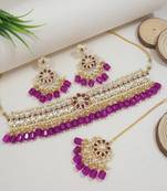 I jewels traditional kundan & pearl choker necklace jewellery set