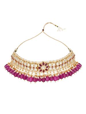 I jewels traditional kundan & pearl choker necklace jewellery set 2
