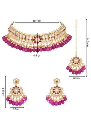 I jewels traditional kundan & pearl choker necklace jewellery set 5