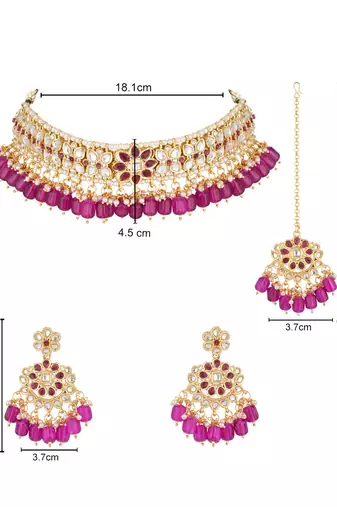 I jewels traditional kundan & pearl choker necklace jewellery set