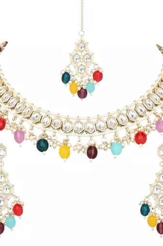 traditional kundan necklace jewellery set