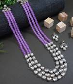 traditional stunning white kundan studded layered pearl necklace jewellery set