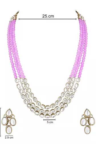 traditional stunning white kundan studded layered pearl necklace jewellery set