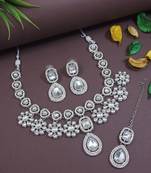 silver plated traditional kundan stone choker necklace jewellery set