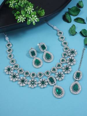 silver plated traditional kundan stone choker necklace jewellery set 1
