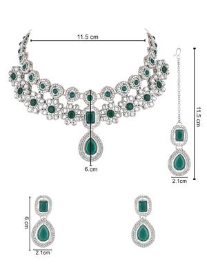 silver plated traditional kundan stone choker necklace jewellery set 5