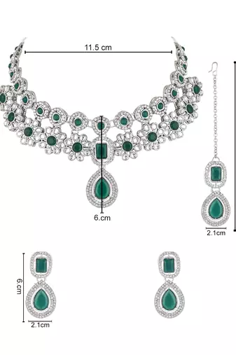 silver plated traditional kundan stone choker necklace jewellery set