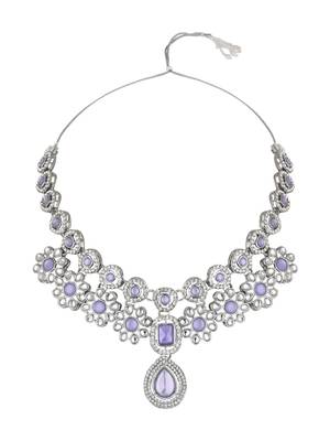silver plated traditional kundan stone choker necklace jewellery set 5