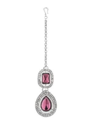 stylish silver plated traditional kundan stone necklace jewellery set 3