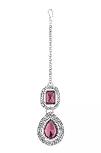 stylish silver plated traditional kundan stone necklace jewellery set