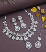silver plated traditional kundan stone choker necklace jewellery set