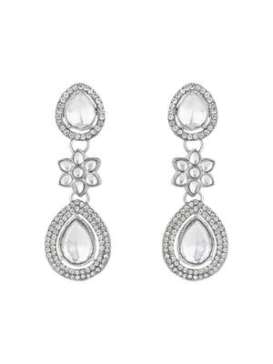 silver plated traditional kundan stone choker necklace jewellery set 3