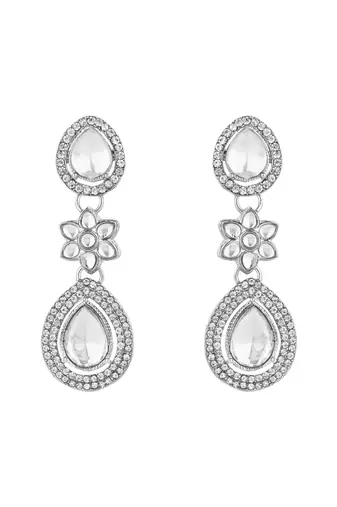 silver plated traditional kundan stone choker necklace jewellery set