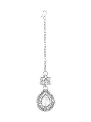 silver plated traditional kundan stone choker necklace jewellery set 4
