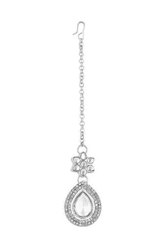 silver plated traditional kundan stone choker necklace jewellery set