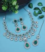 silver plated traditional kundan stone necklace jewellery set