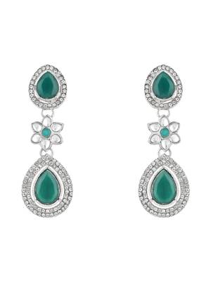 silver plated traditional kundan stone necklace jewellery set 3