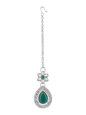 silver plated traditional kundan stone necklace jewellery set 4