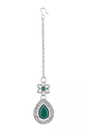 silver plated traditional kundan stone necklace jewellery set