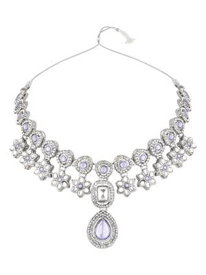 silver plated traditional kundan stone choker necklace jewellery set 2