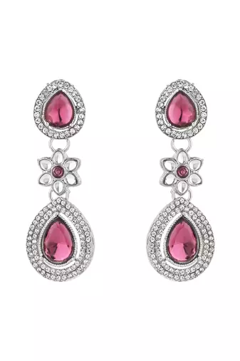 I jewels silver plated traditional kundan stone choker necklace jewellery set