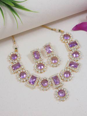 traditional stone studded necklace jewellery set 1