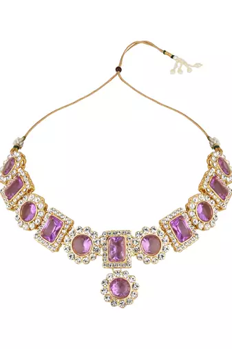 traditional stone studded necklace jewellery set